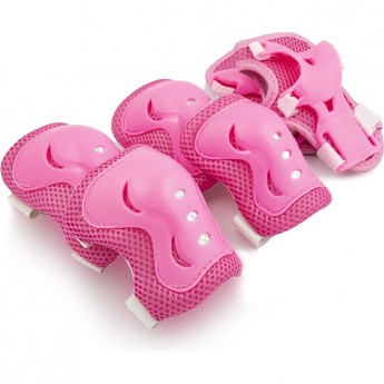 Набор защиты детский MAXISCOO: наколенники, налокотники, защита запястья, размер S, розовый Набор защиты детский MAXISCOO: наколенники, налокотники, защита запястья, размер S, розовый